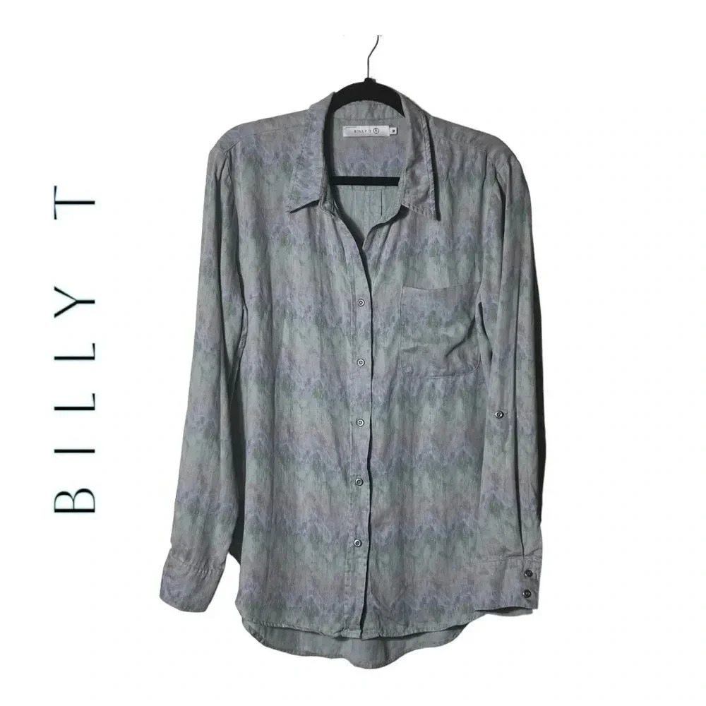 2004. BILLY T TIE DYE BUTTON DOWN TOP LONG SLEEVE BUTTONED CUFFS SIZE MEDIUM